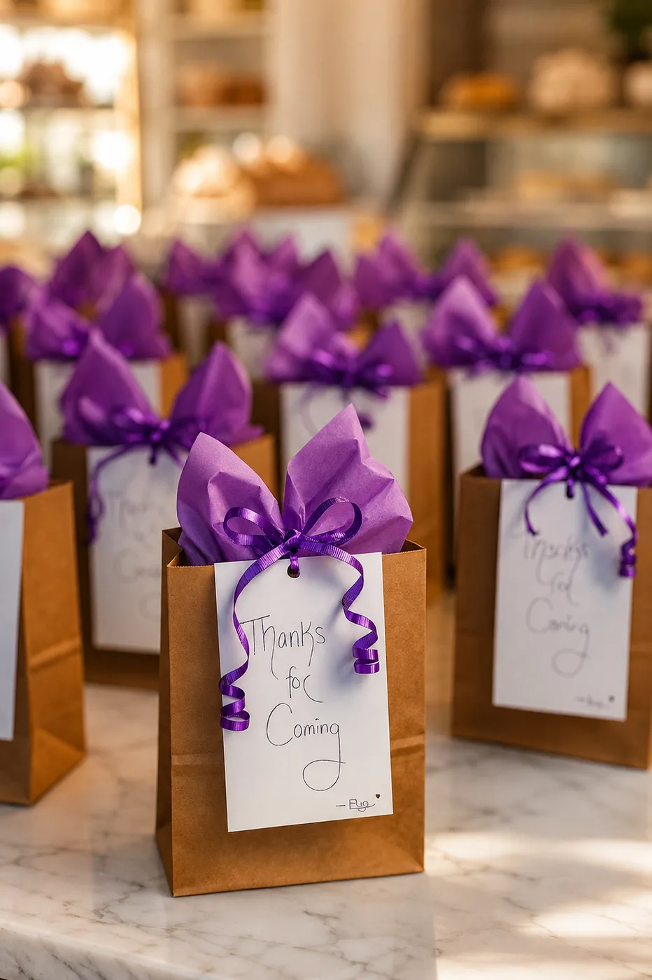 Purple loot bags — Dee's Crumb Co.